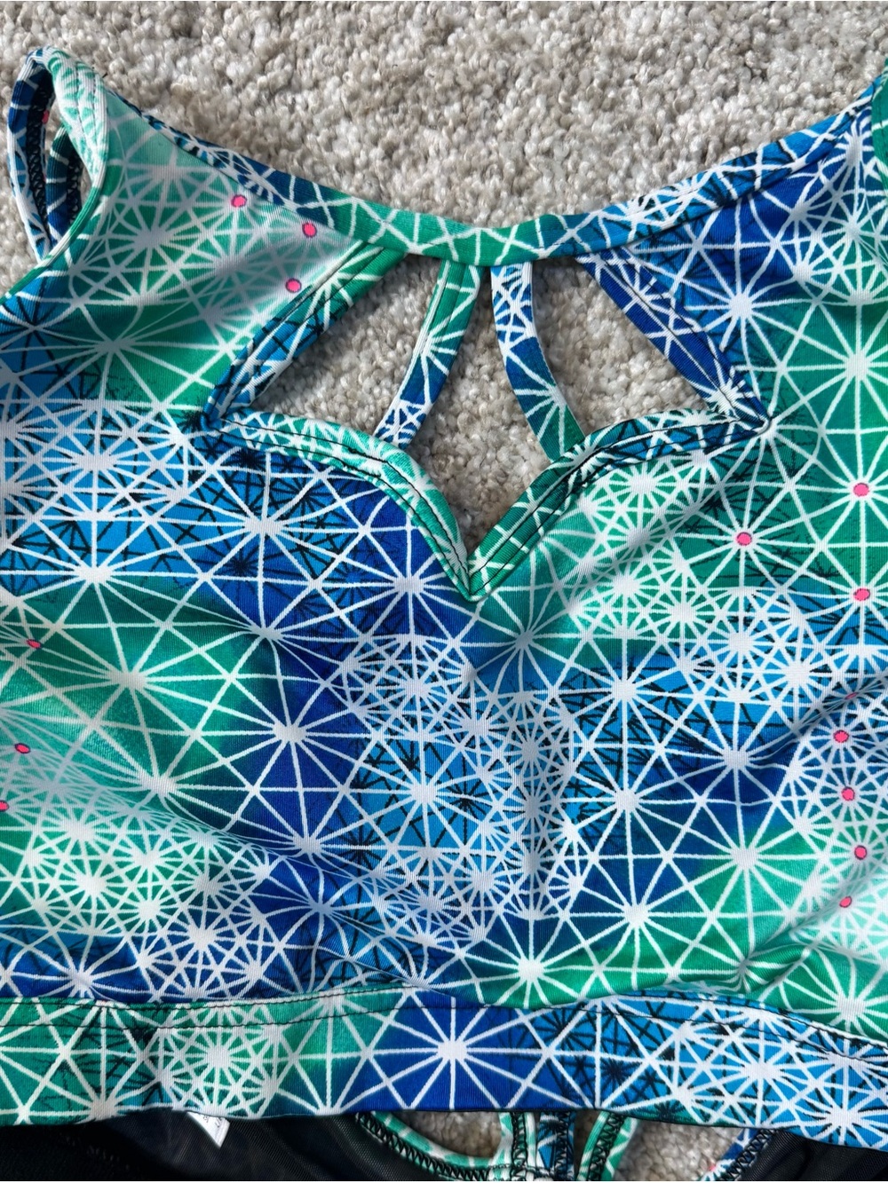 Victoria's Secret Blue & Green Geometric Cutout Swim Top